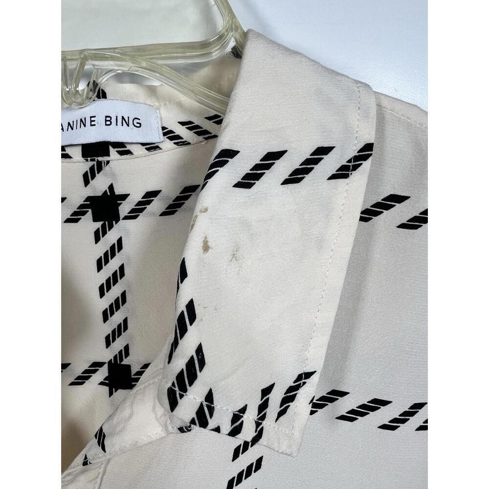 Anine Bing Aspen Button Up Blouse In Cream Check Sz XS See Pics - Picture 9 of 9